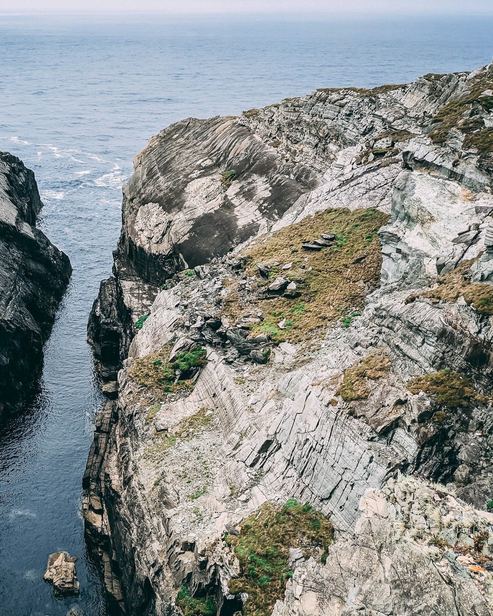 The cliffs at Mizen Head, West Cork, the most southerly point of Ireland, looking down on the sea