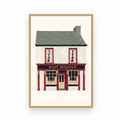 Matt Molloy's Westport pub print in a slim natural oak frame on a plain white background